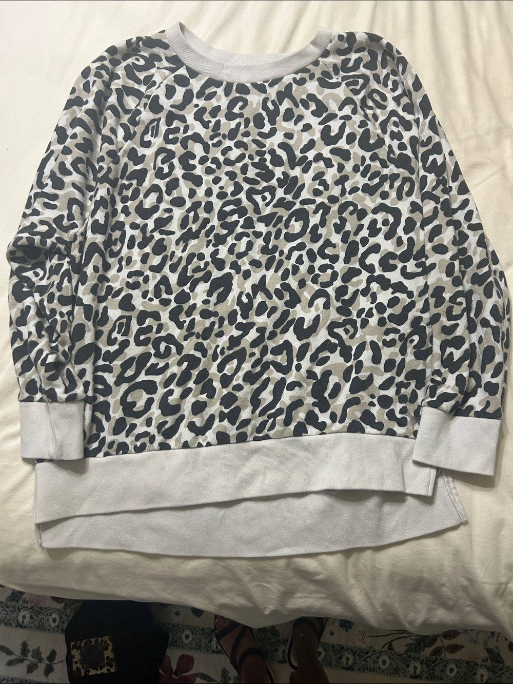 PINK Victoria's Secret Gray & Black Leopard Print Pullover Sweatshirt